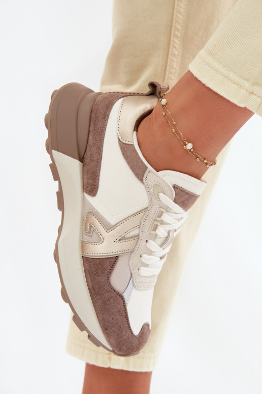 aus INildleder Sneakers Stilvollllschuhe Feminin Kobbo 66954 Beige