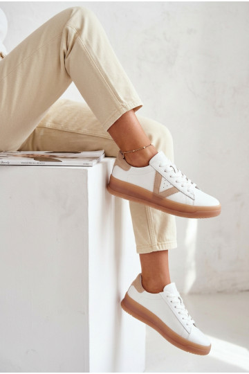 Damen Leder Sneakers mit Plateausohle Vinceza 79597 in weißer Farbe 2