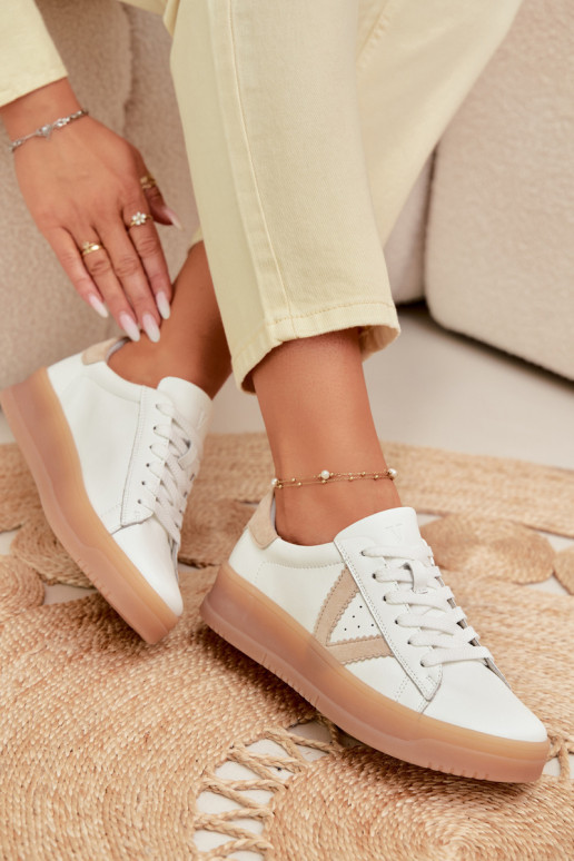 Sneakers Stilvollllschuhe FemininErmöglichtturalnej Skóry mit einer Plattform Vinceza 79597 Zueiße Farbe