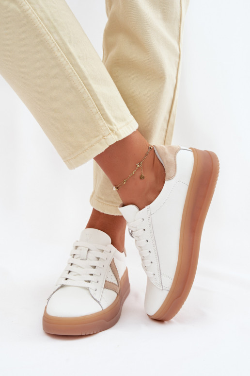 Sneakers Stilvollllschuhe FemininErmöglichtturalnej Skóry mit einer Plattform Vinceza 79597 Zueiße Farbe