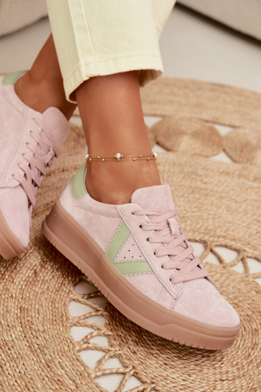 Damen-Sportschuhe aus echtem Wildleder mit Plateau Vinceza 79597 rosa