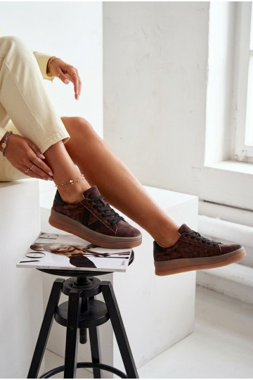 Damen-Sportschuhe aus echtem Wildleder mit Plateau Vinceza 79597 braun