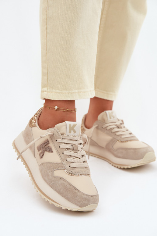 Haut aus INildleder Sneakers Stilvollllschuhe Feminin mit einer Plattform Kobbo 100103 Beige