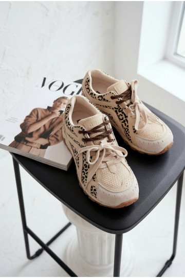 Haut aus INildleder Sneakers Stilvollllschuhe Feminin Big Star TT274549 Beige