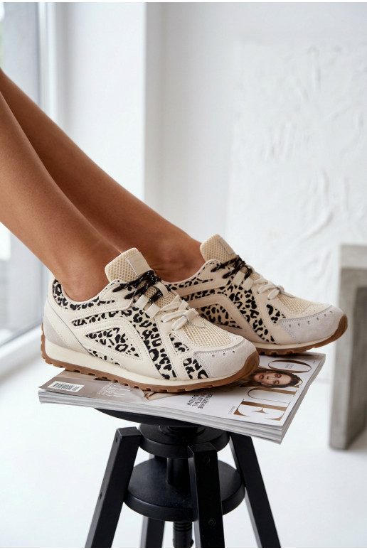 Haut aus INildleder Sneakers Stilvollllschuhe Feminin Big Star TT274549 Beige