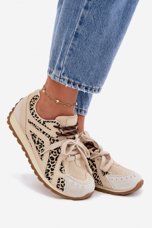 Haut aus INildleder Sneakers Stilvollllschuhe Feminin Big Star TT274549 Beige