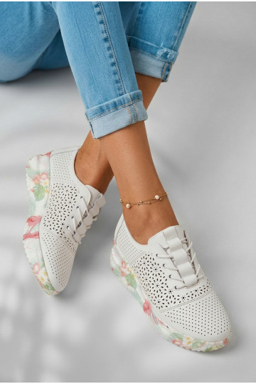 Damen Leder Schuhe mit Lochmuster Telina weiß