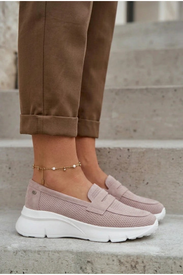 Damen-Mokassins aus echtem Wildleder mit Plateau Vinceza 79626 sandfarben 2