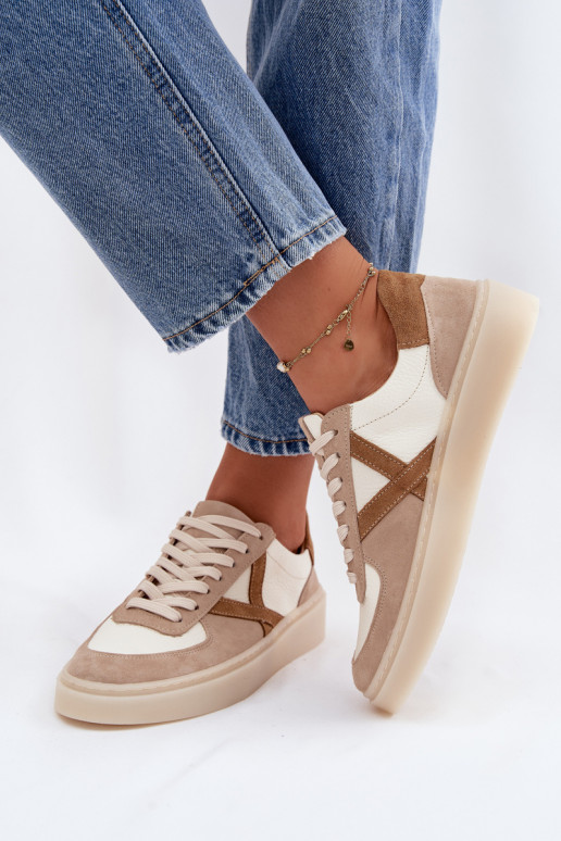 Haut aus INildleder Sneakers Stilvollllschuhe Feminin Zazoo N1108S5 Beige