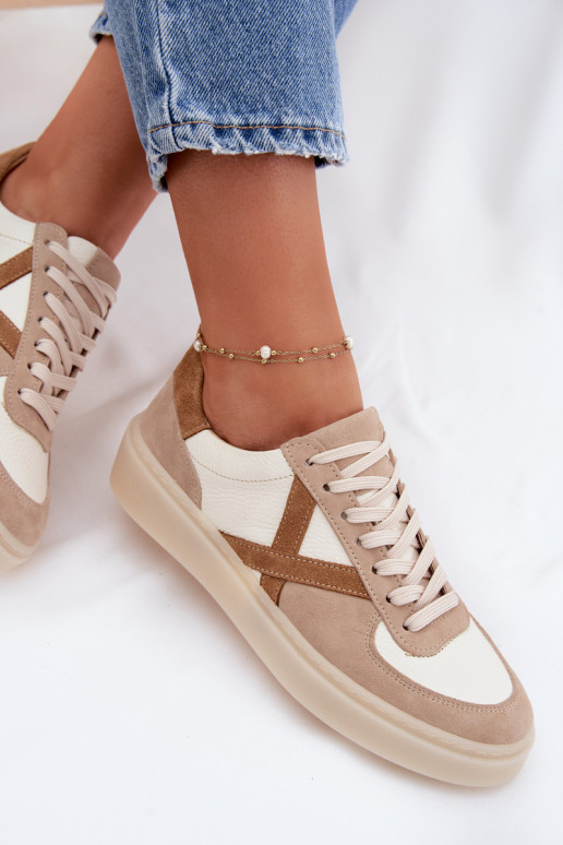 Haut aus INildleder Sneakers Stilvollllschuhe Feminin Zazoo N1108S5 Beige