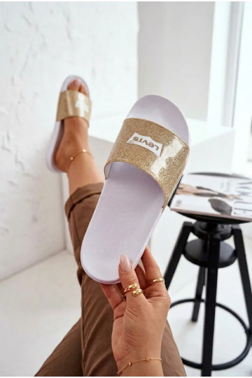 Hausschuhe Jugend LEVI'S VPOL0251S-3923 goldene Farbe mit Glanz 2