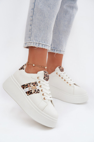 Sneakers Stilvollllschuhe Feminin mit einer PlattformPrzypinką Zueiße Farbe mit Leopardenfellmuster Palvessa 2