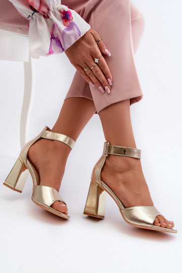 Elegante Damen High Heels Sandalen goldene Farbe Rosazara 2