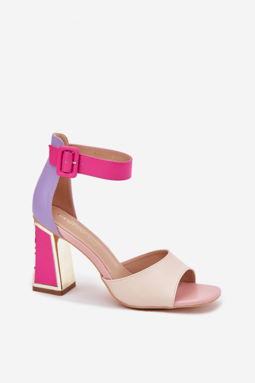 Eleganter Stil Damen-Sandalen mit hohen Absätzen Beige-pinke Farbe Rosazara