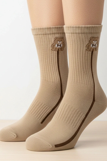 Beige warme Socken mit Bären Sella 2