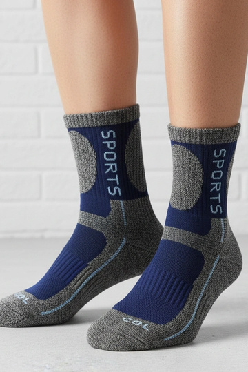 Graue warme Socken mit dunkelblauem Akzent Siera 2