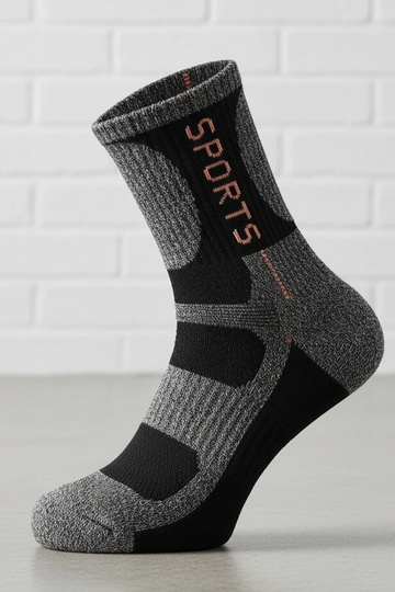 Graue warme Socken für Frauen mit rotem Akzent Siera