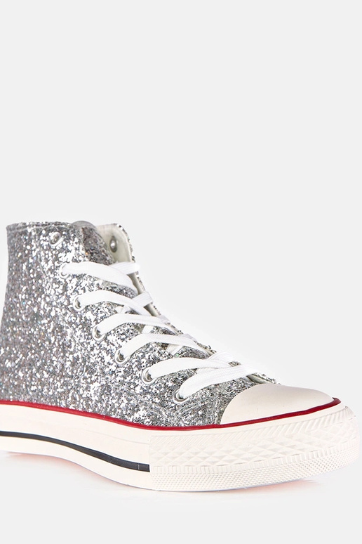 Silberne glänzende Damen-Sneaker Klaudi