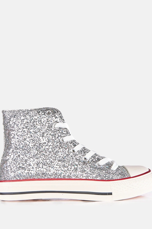 Silberne glänzende Damen-Sneaker Klaudi