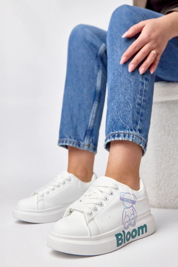 Weiße Sneakers mit Platform und Bären Margot