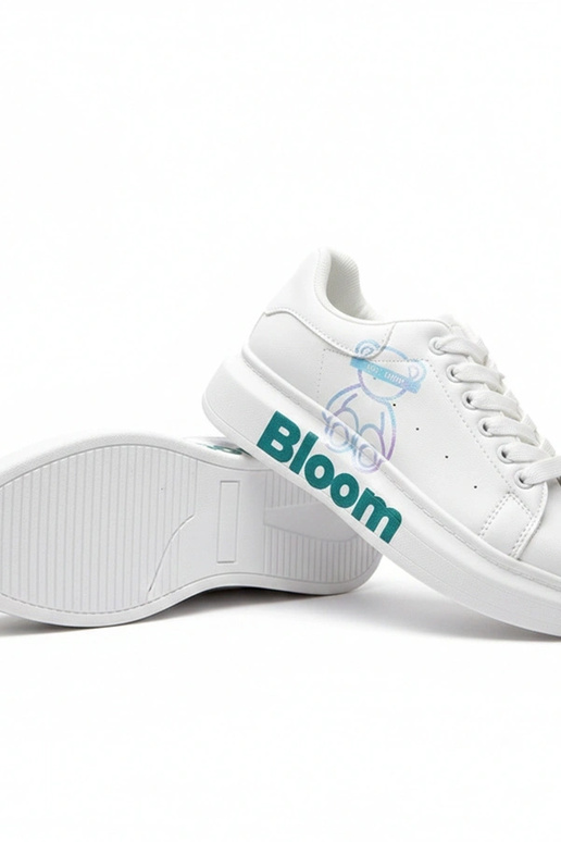 Weiße Sneakers mit Platform und Bären...