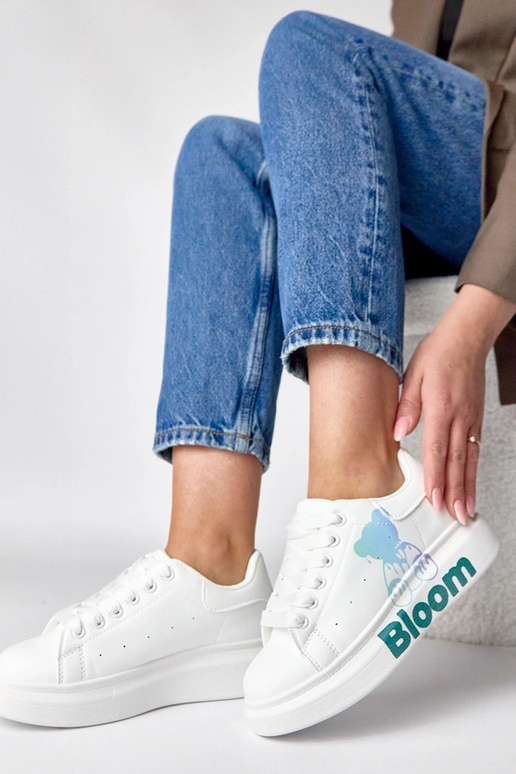 Weiße Sneakers mit Platform und Bären...