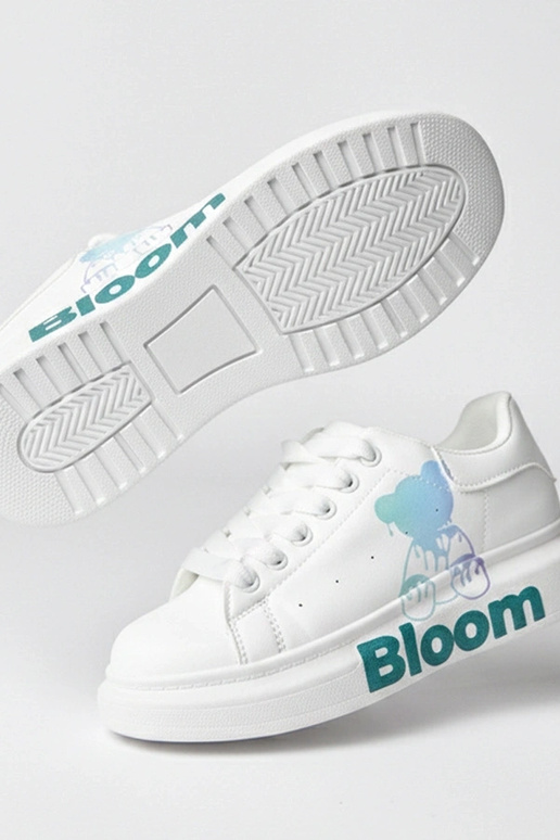 Weiße Sneakers mit Platform und Bären...