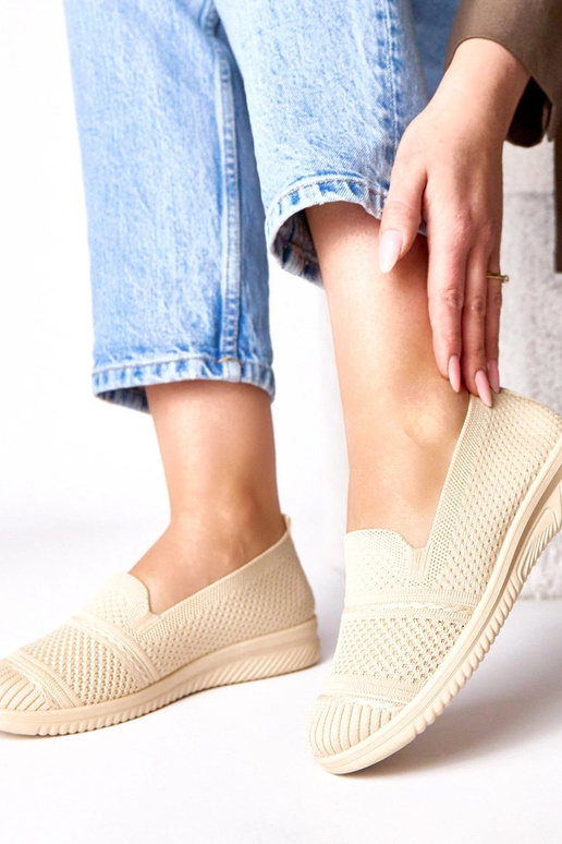 Sandfarbene Slip-On Stoff-Sneaker Noémie