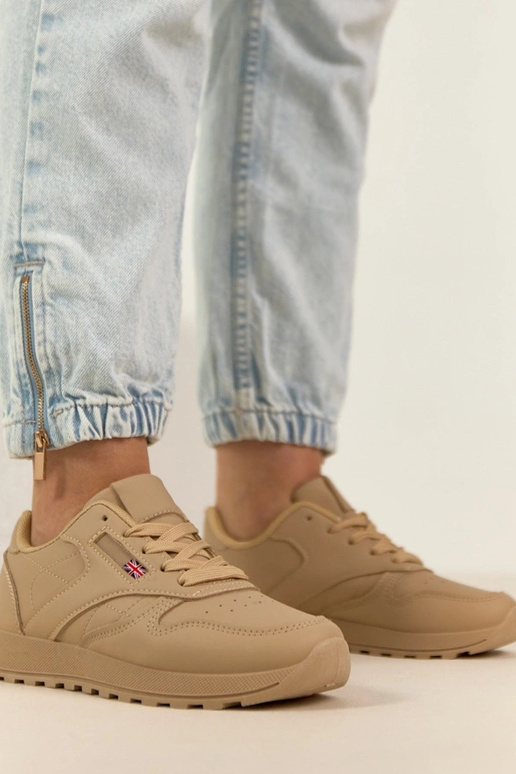 Sandfarbene Alltagssneaker mit...