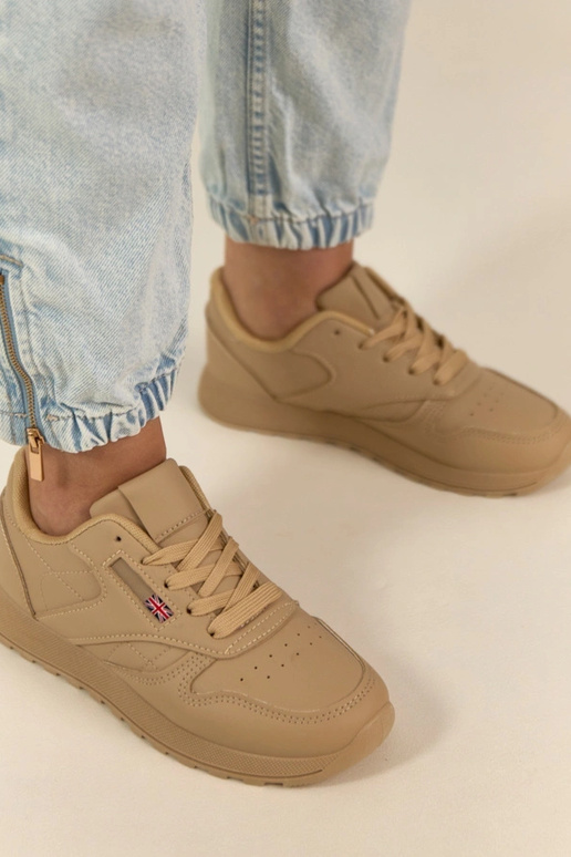 Sandfarbene Alltagssneaker mit...