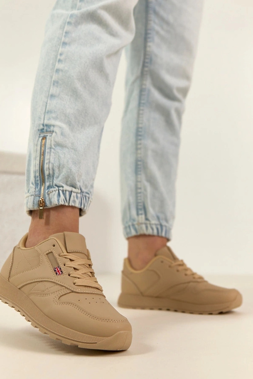 Sandfarbene Alltagssneaker mit...
