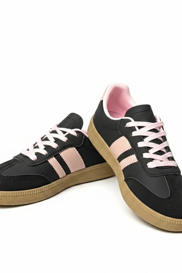 Schwarze-rosa Alltagssneaker mit Plateau Thérèse