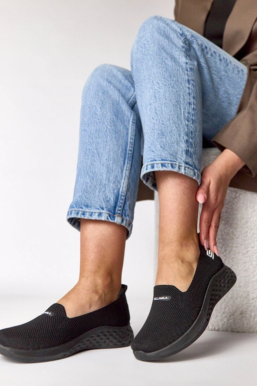 Schwarze textile Slip-On Sneakers Zoe