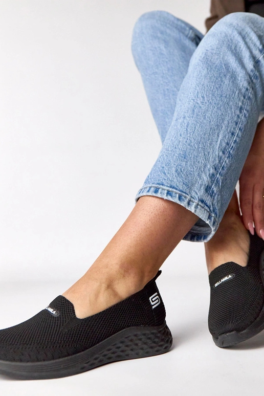 Schwarze textile Slip-On Sneakers Zoe