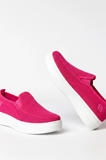 Rosa textile Sport-Sneaker auf Plattform Céleste