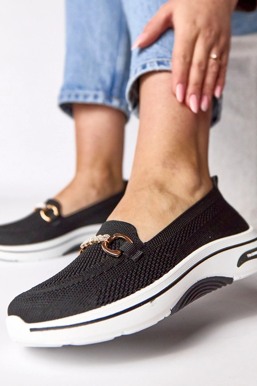 Schwarze textile Slip-On Sneakers mit...
