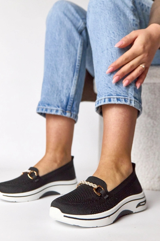 Schwarze textile Slip-On Sneakers mit...