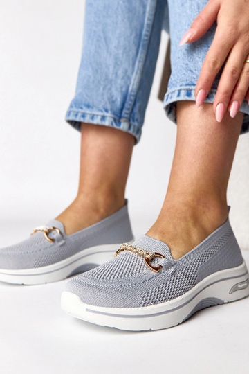 Graue textile Slip-On Sneakers mit Zirkonia Gisele