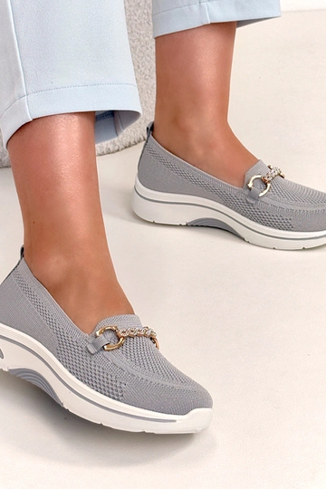 Graue textile Slip-On Sneakers mit Zirkonia Gisele 2