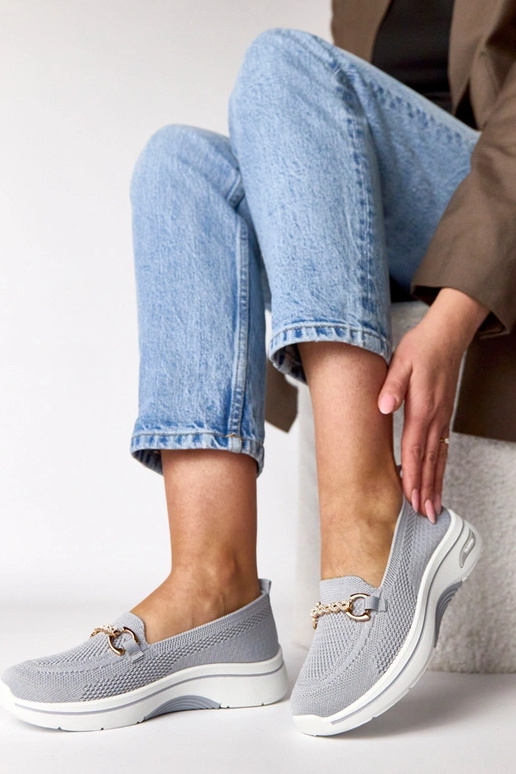 Graue textile Slip-On Sneakers mit...