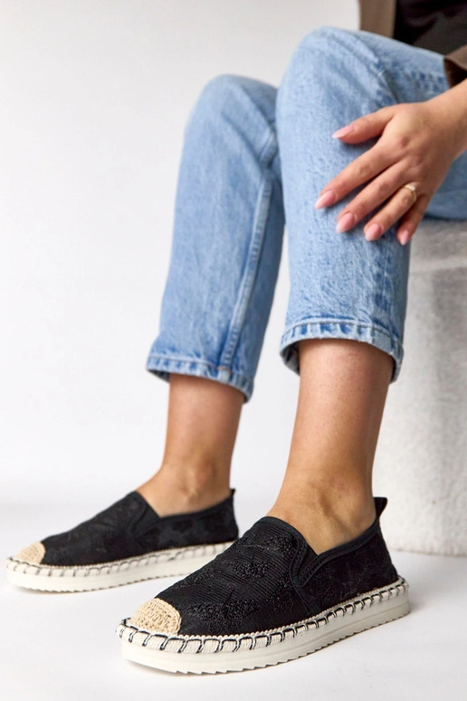 Schwarze Espadrilles mit Glitzer Lucie