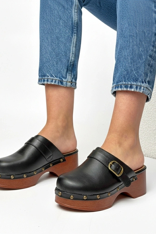 Schwarze hohe Clogs Floriane