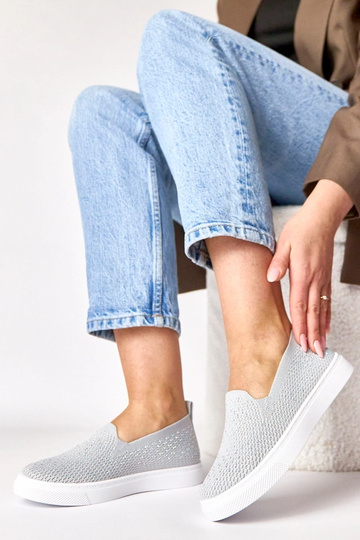 Graue textile Slip-On Sneakers mit Zirkonia Gabrielle 2