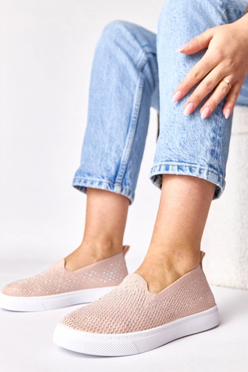 Rosafarbene textile Slip-On Sportschuhe mit Zirkonia Gabrielle