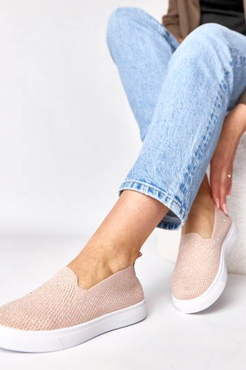 Rosafarbene textile Slip-On Sportschuhe mit Zirkonia Gabrielle 2