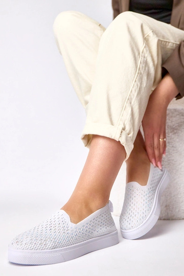 Weiße textile Slip-On Sportschuhe mit Zirkonia Gabrielle 2