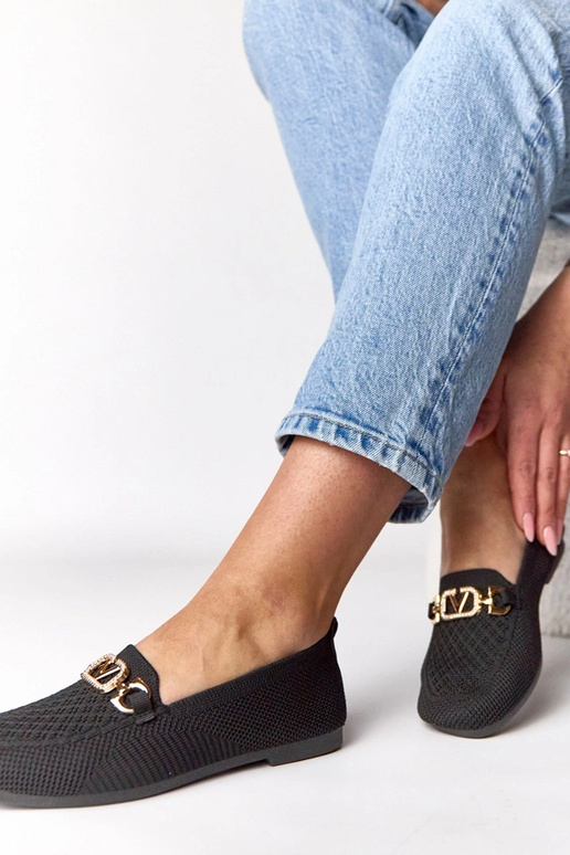 Schwarze textile Mokassins mit...