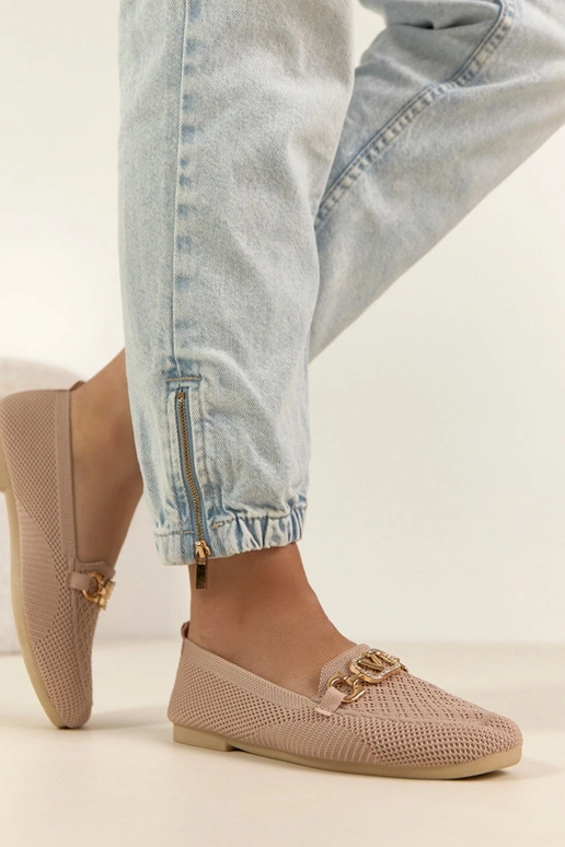 Rosafarbene textile Mokassins mit...