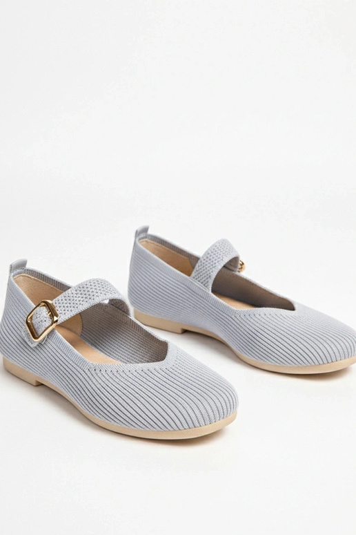 Graue textile Ballerinasandalen mit...