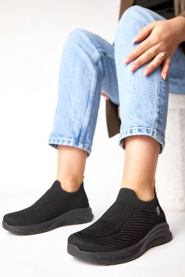 Schwarze textile Slip-On Sportschuhe Gaia